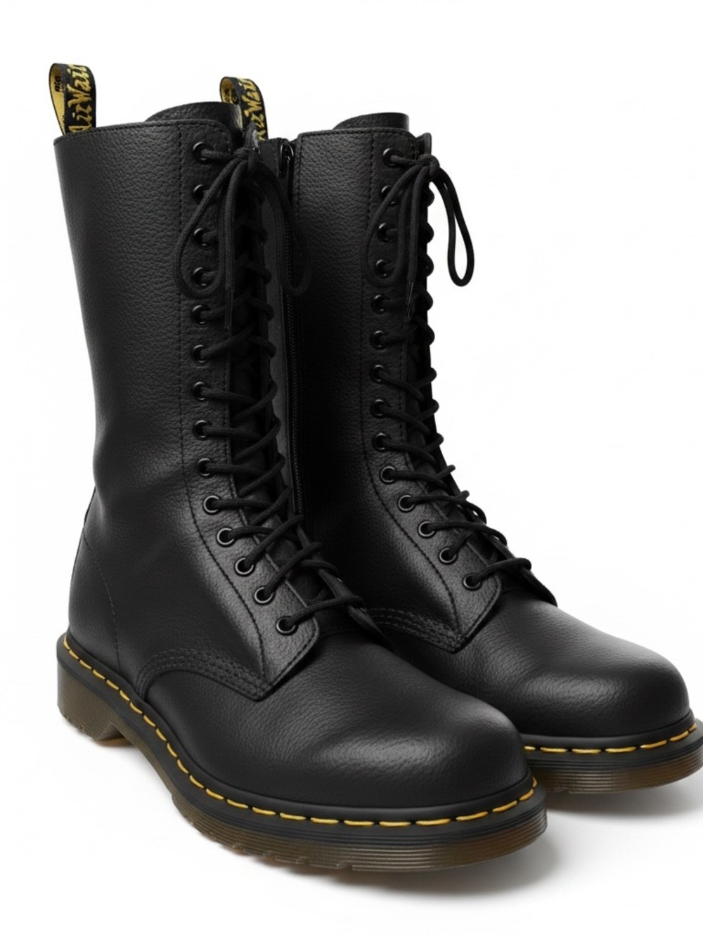 Dr. Martens Black Leather Lace-Up Combat Boots - Picture 5 of 8